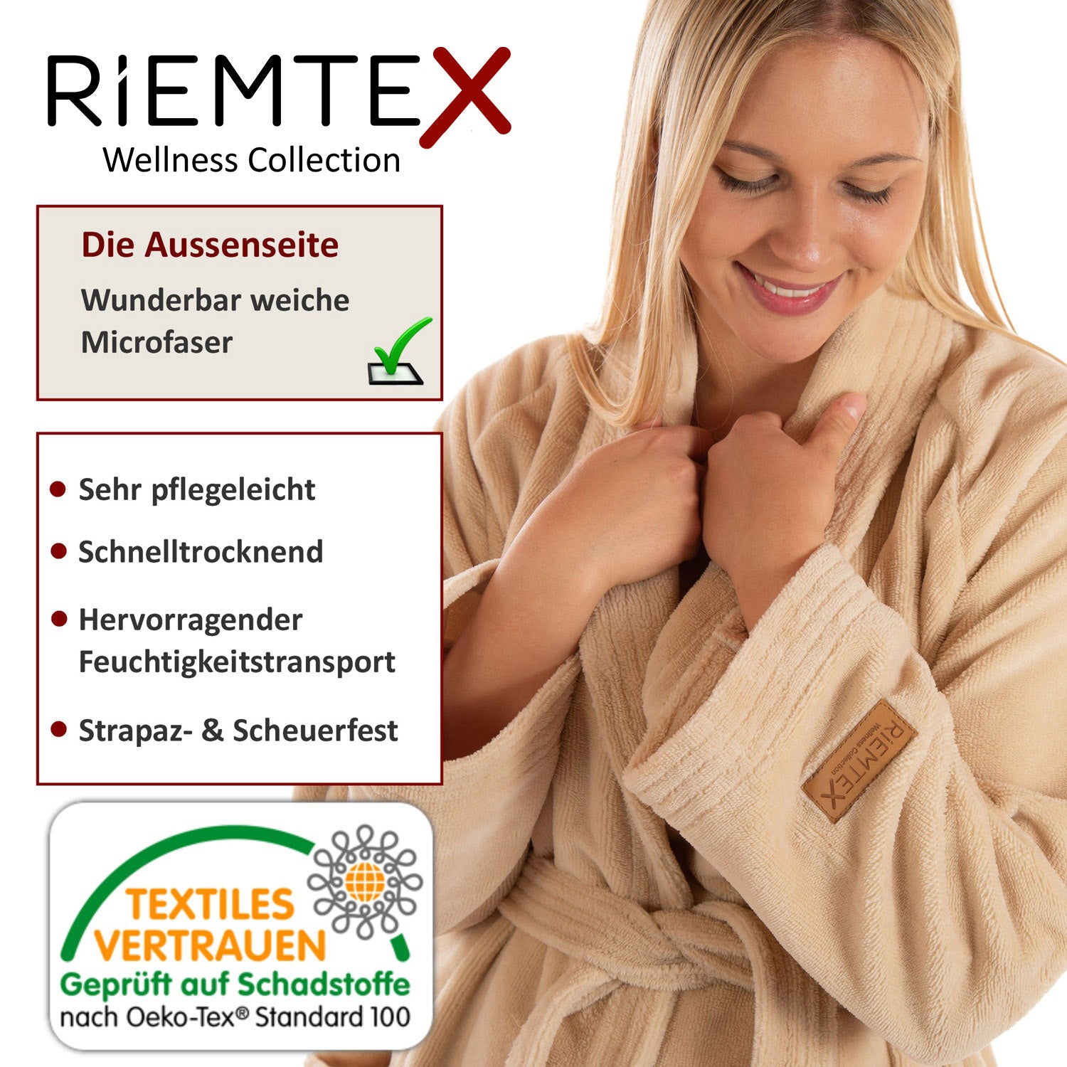 TWIN VELOUR Bademantel Beige