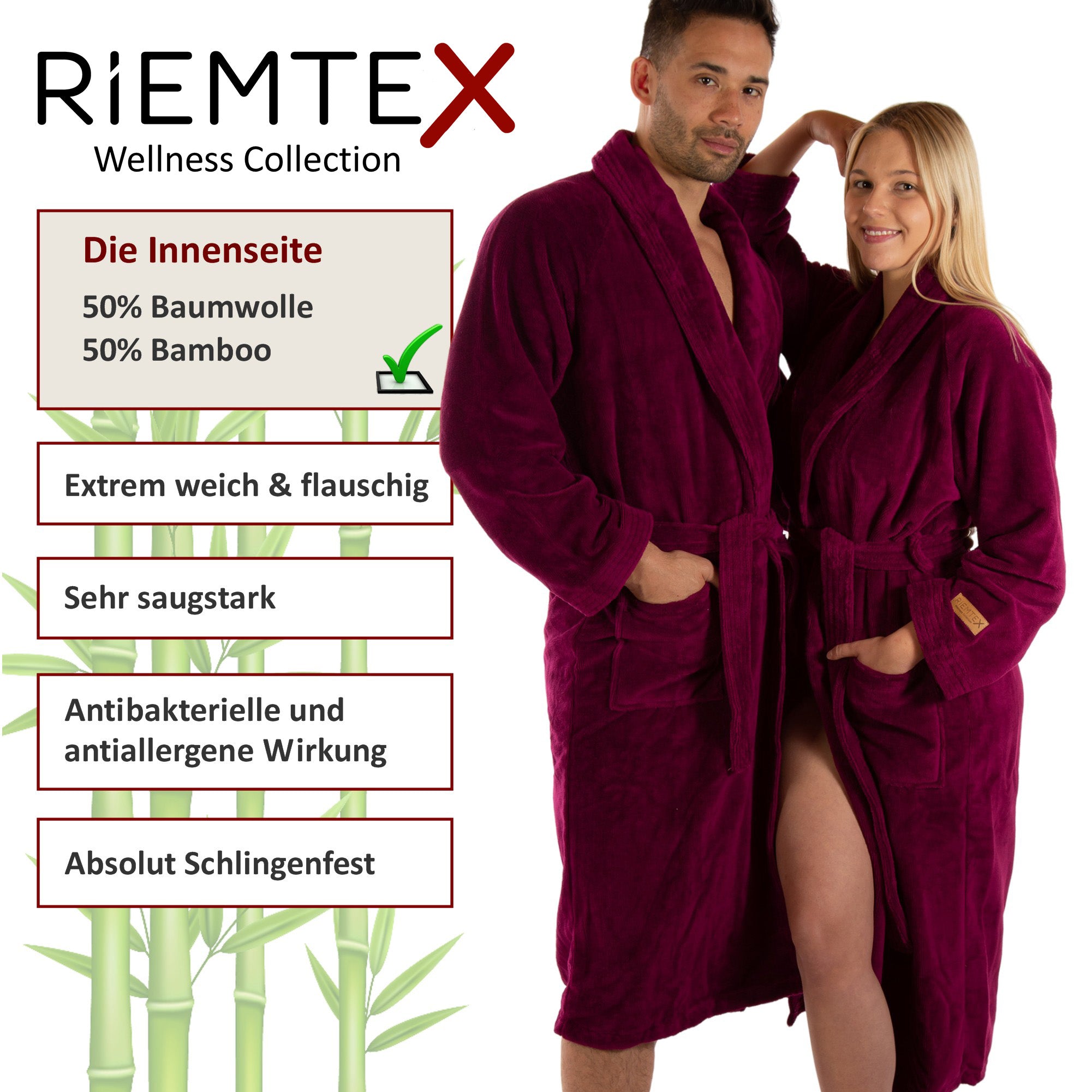 TWIN VELOUR Bademantel Brombeere