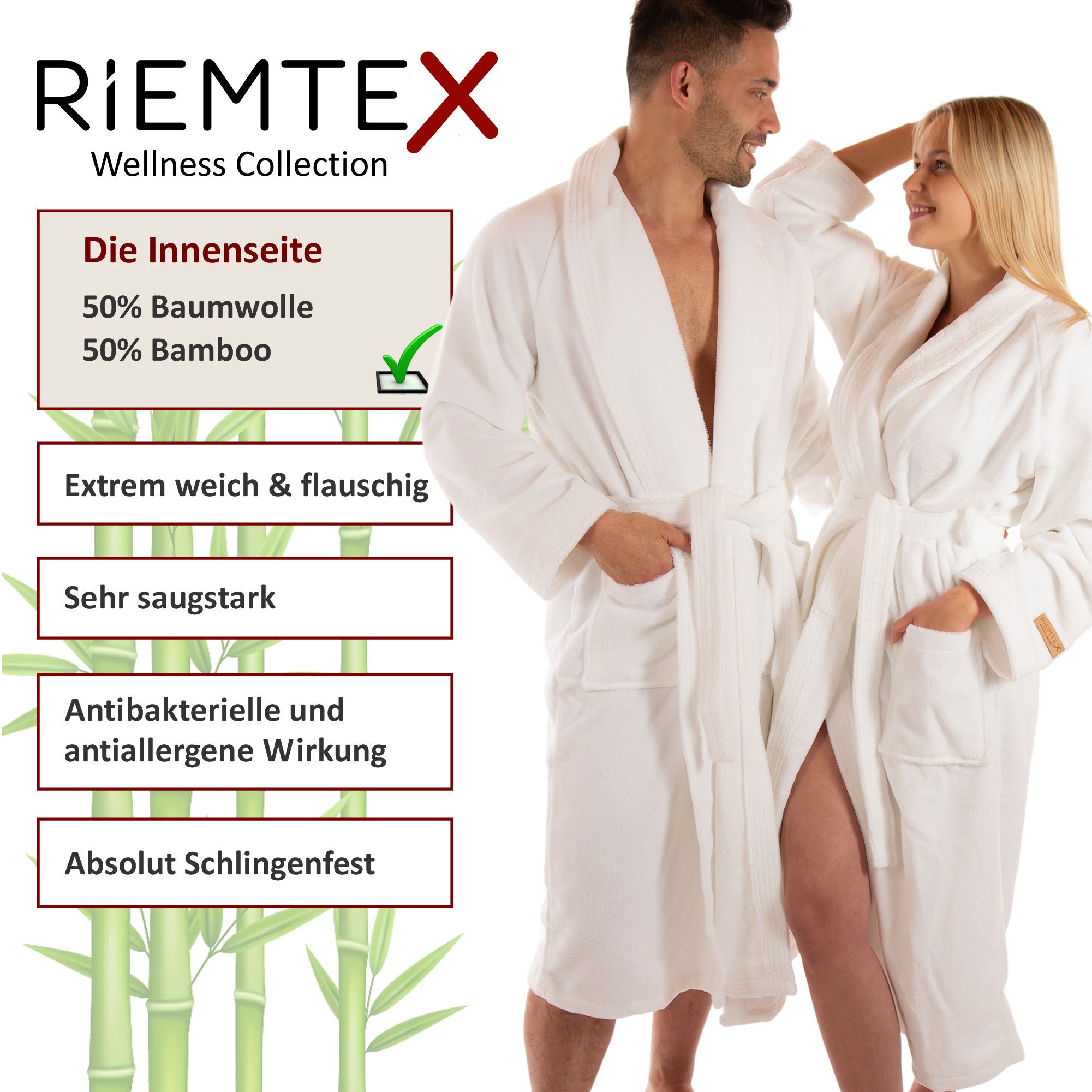 TWIN VELOUR Bademantel Weiß