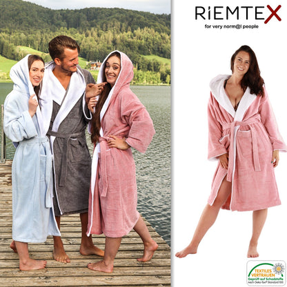 Bademantel mit Kapuze Altrosa - RIEMTEX