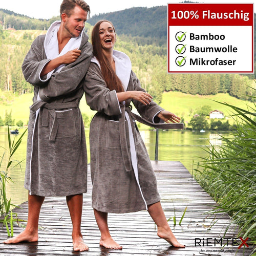 Bademantel mit Kapuze Creme - RIEMTEX