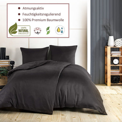 Bettwäsche Set - Mako Satin Anthrazit - RIEMTEX