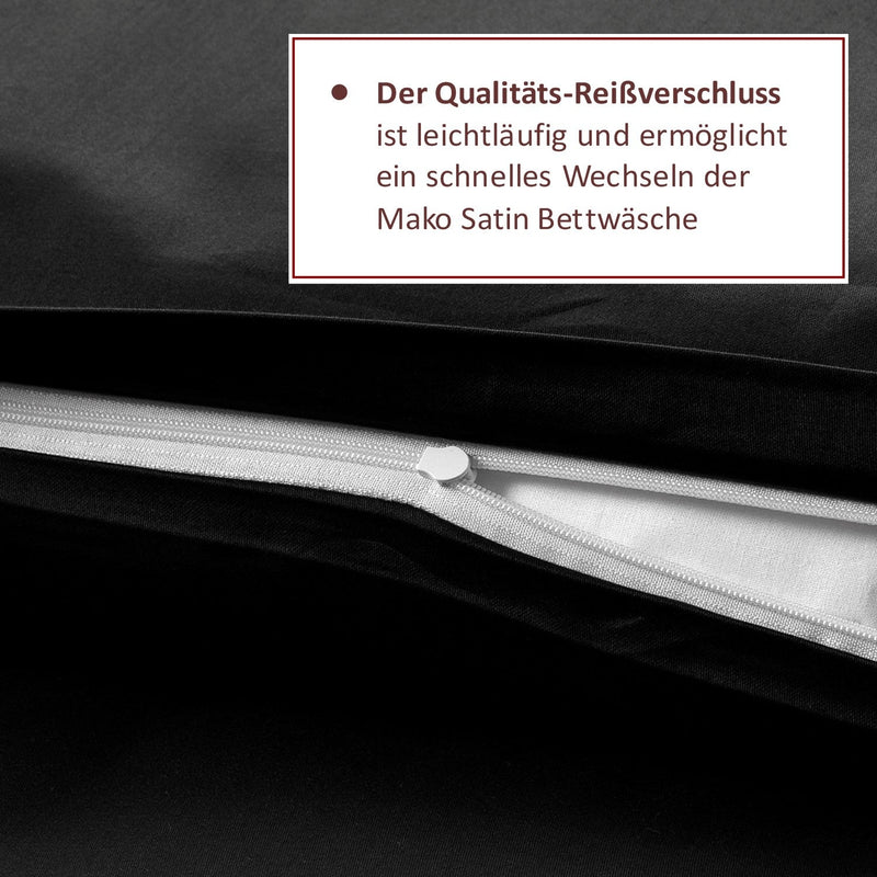 Bettwäsche Set - Mako Satin - Schwarz - RIEMTEX