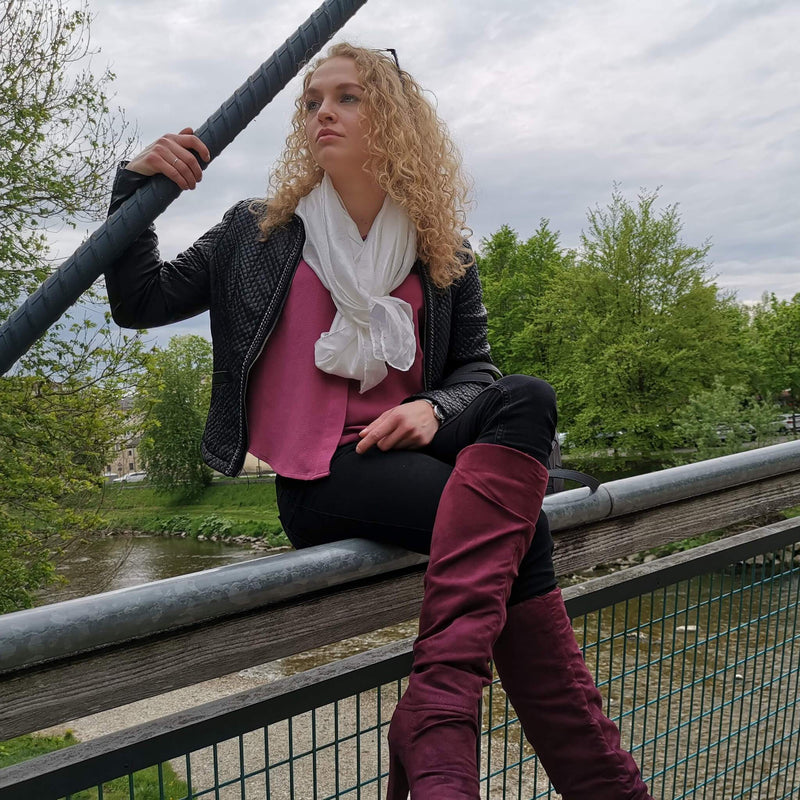 Damen Seidentuch Stola in Magenta - RIEMTEX