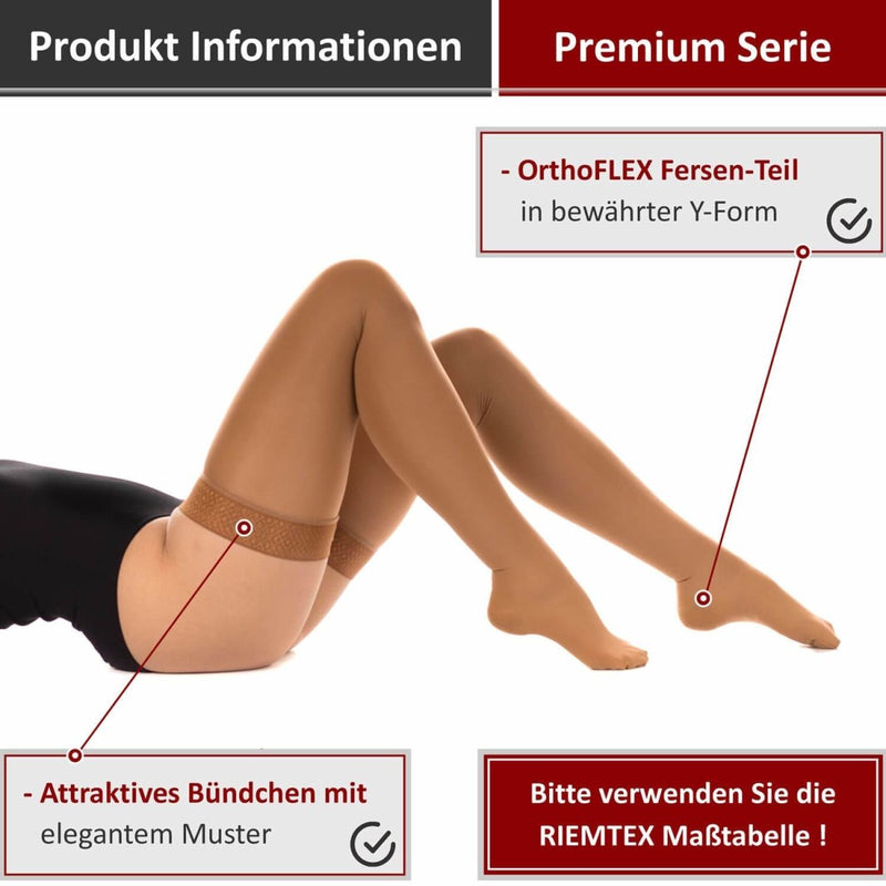 Medizinische Kompressionsstrümpfe Klasse 2 Caramell - RIEMTEX