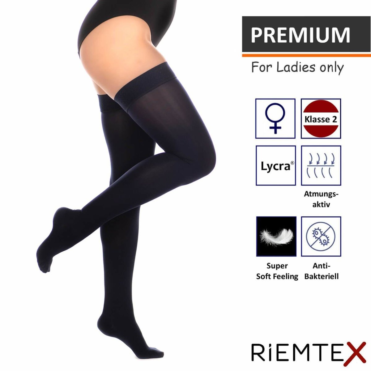 Medizinische Kompressionsstrümpfe Klasse 2 Navy - RIEMTEX