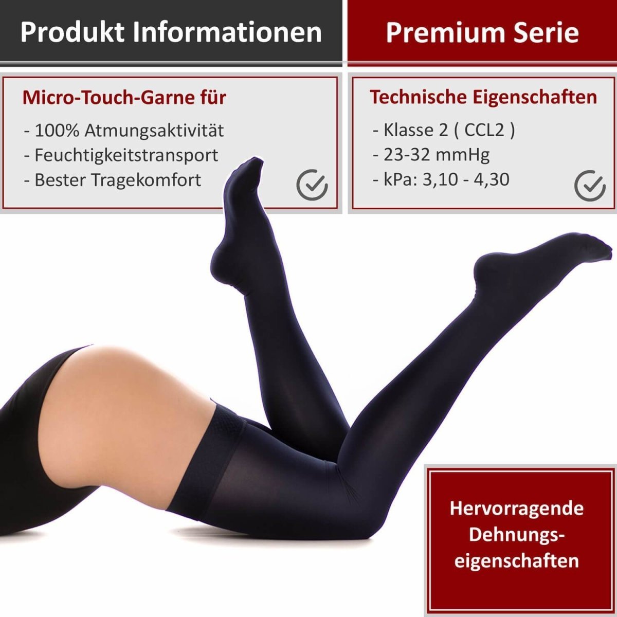 Medizinische Kompressionsstrümpfe Klasse 2 Navy - RIEMTEX