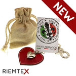 Schlüsselanhänger mit Lederherz und Schmuckherz Fuchsia - RIEMTEX