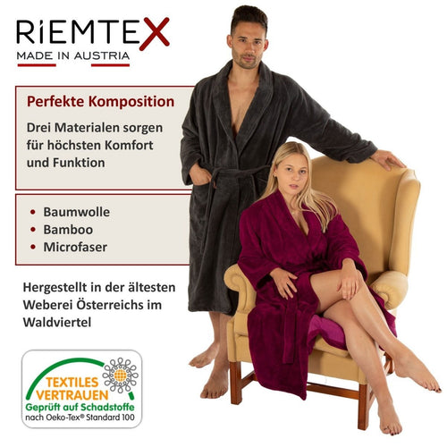 TWIN VELOUR Bademantel Anthrazit - RIEMTEX