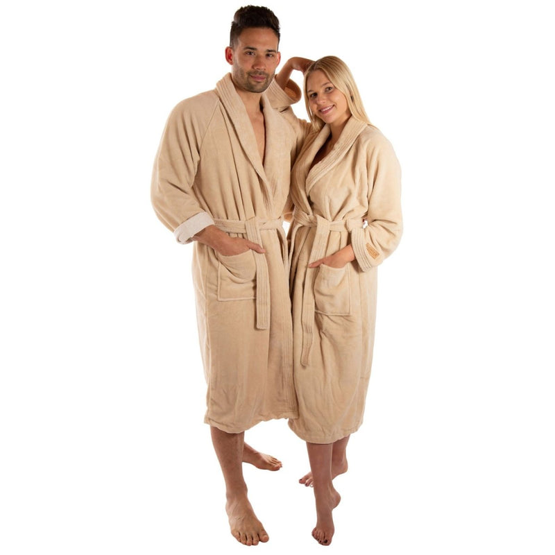 TWIN VELOUR Bademantel Beige - RIEMTEX