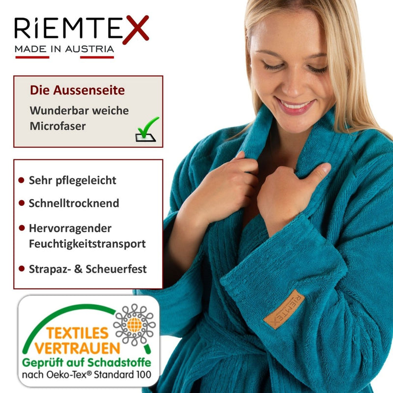 TWIN VELOUR Bademantel Petrol - RIEMTEX